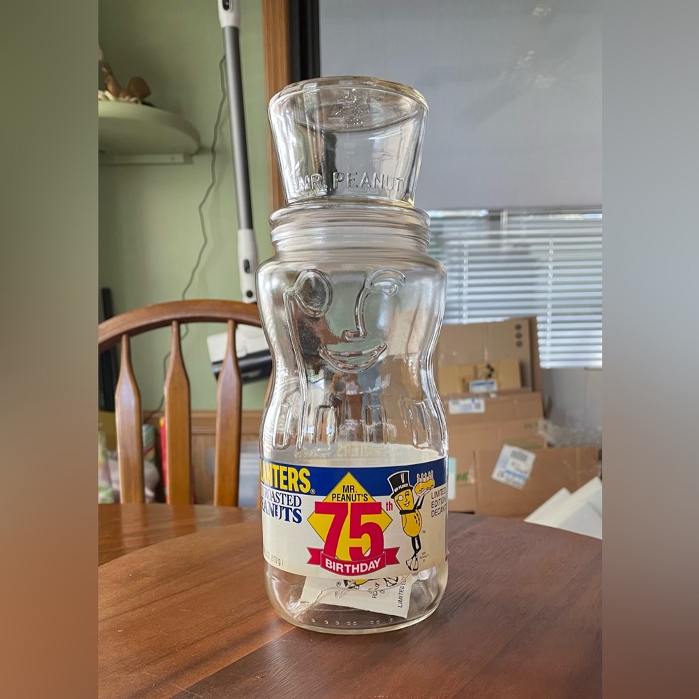 **VINTAGE** Planters Mr. Peanut  LTD. Ed. 75th Birthday Decanter w/ Original Tag